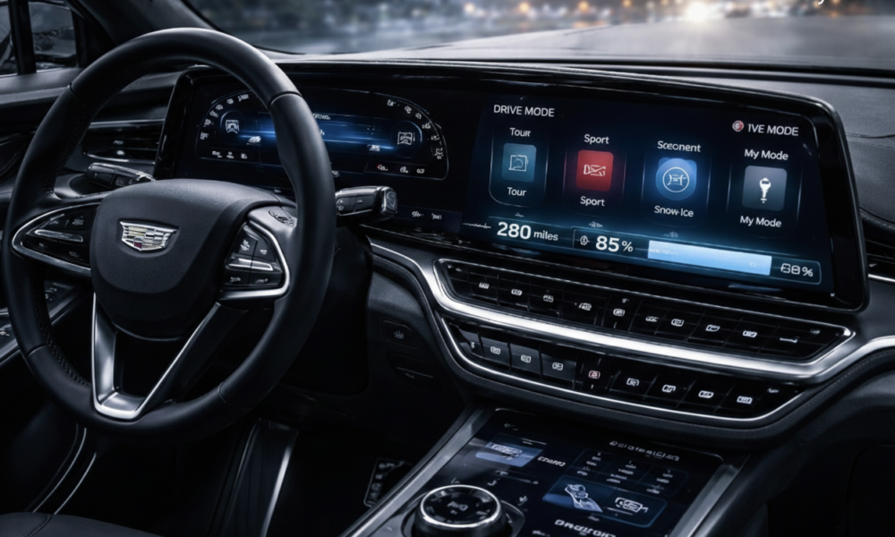 Do the driving modes in cadillac lyriq offer different ranges or battery usages?