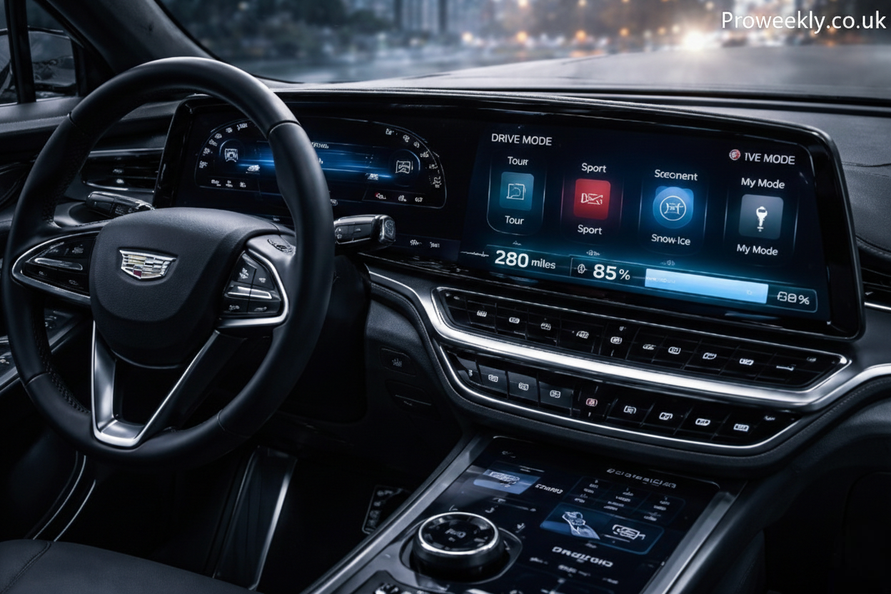 Do the driving modes in cadillac lyriq offer different ranges or battery usages?